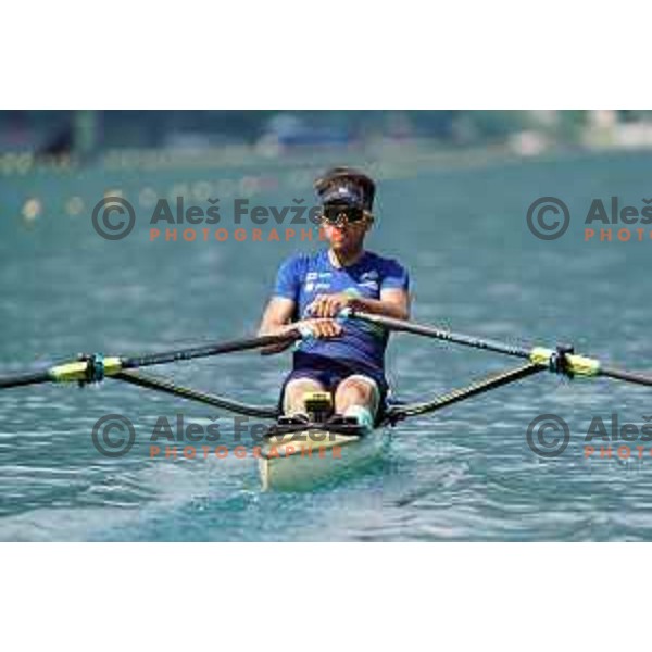 Rajko Hrvat (SLO) competes in qualification heat of Men\'s Lightweight Single Sculls at European Rowing Championships 2023, Bled, Slovenia on May 25, 2023 