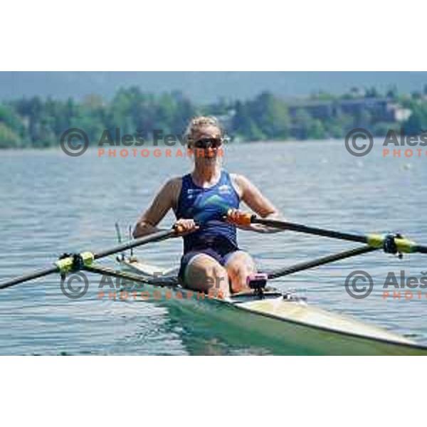Nina Kostanjsek (SLO) competes in qualification heat of Women\'s Single Sculls at European Rowing Championships 2023, Bled, Slovenia on May 25, 2023 