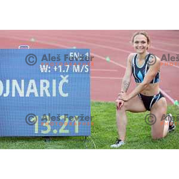 Nika Glojnaric, winner of Women\'s 100 meters Hurdles at International Track and Field Meeting in Slovenska Bistrica, Slovenia on May 27, 2023