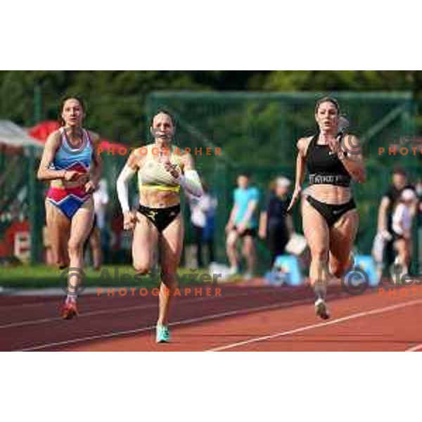 Lucija Potnik, winner of Women\'s Sprint 100 meters at International Track and Field Meeting in Slovenska Bistrica, Slovenia on May 27, 2023