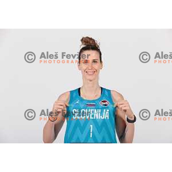 Eva Lisec of Slovenia Women\'s Basketball team during official photo shooting prior Women\'s Eurobasket 2023 in Zrece, Slovenia on May 10, 2023