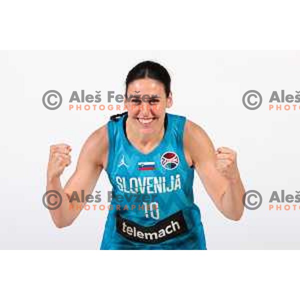 Tina Jakovina of Slovenia Women\'s Basketball team during official photo shooting prior Women\'s Eurobasket 2023 in Zrece, Slovenia on May 10, 2023