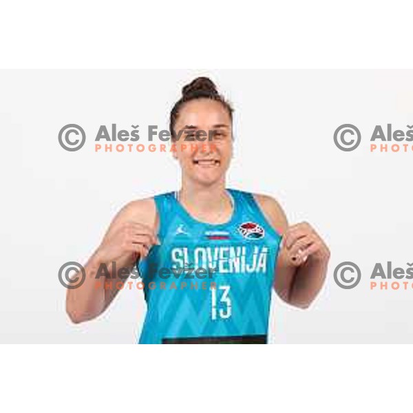Zala Friskovec of Slovenia Women\'s Basketball team during official photo shooting prior Women\'s Eurobasket 2023 in Zrece, Slovenia on May 10, 2023