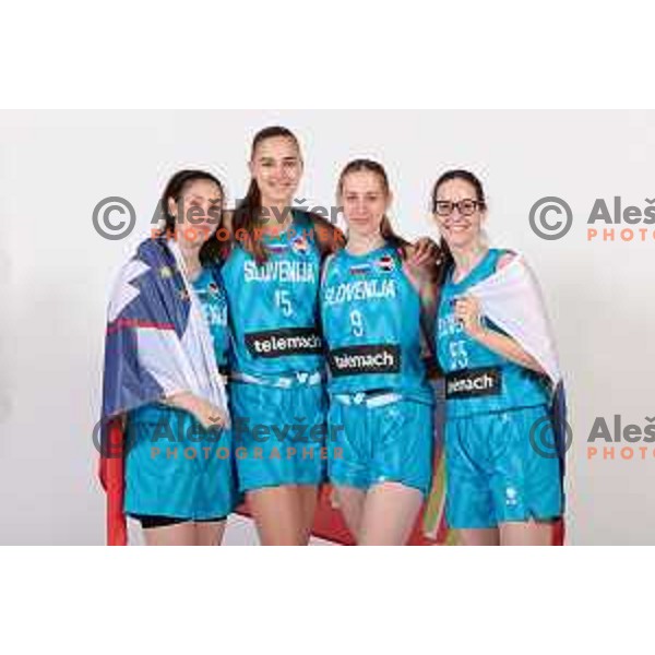 of Slovenia Women\'s Basketball team during official photo shooting prior Eurobasket 2023 in Zrece, Slovenia on May 10, 2023