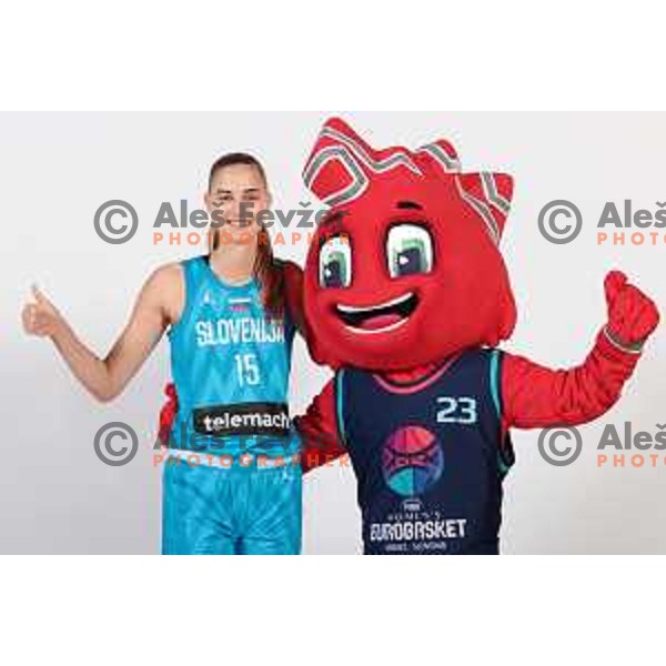 Mojca Jelenc of Slovenia Women\'s Basketball team during official photo shooting prior Women\'s Eurobasket 2023 in Zrece, Slovenia on May 10, 2023