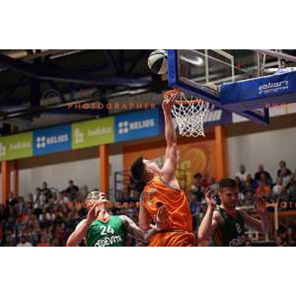 Tibor Mirtic of Helios Suns in action during the third game of The Final of Nova KBM league between Cedevita Olimpija and Helios Suns in Domzale, Slovenia on June 8, 2023 Foto: Filip Barbalic