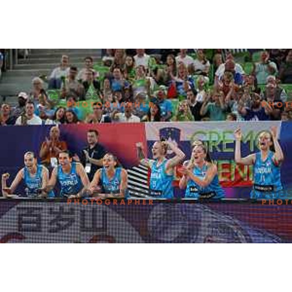 Lea Debeljak in action during the Women’s Eurobasket 2023 Preliminary round match between Great Britain and Slovenia in Ljubljana, Slovenia on June 15, 2023