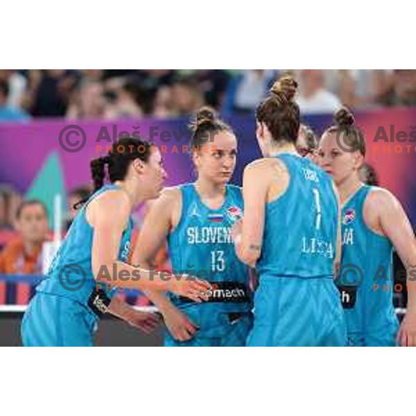 Zala Friskovec of Slovenia in action during the Women’s Eurobasket 2023 Preliminary round match between Great Britain and Slovenia in Ljubljana, Slovenia on June 15, 2023