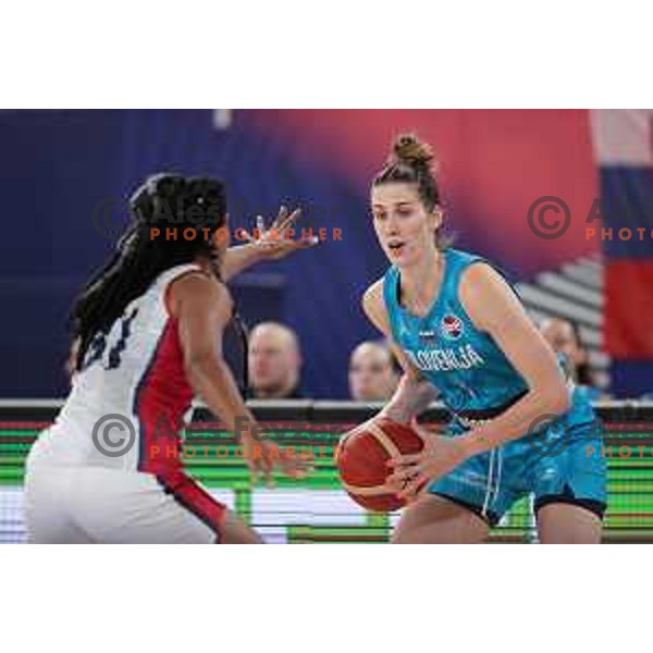 Eva Lisec in action during the Women’s Eurobasket 2023 Preliminary round match between Great Britain and Slovenia in Ljubljana, Slovenia on June 15, 2023