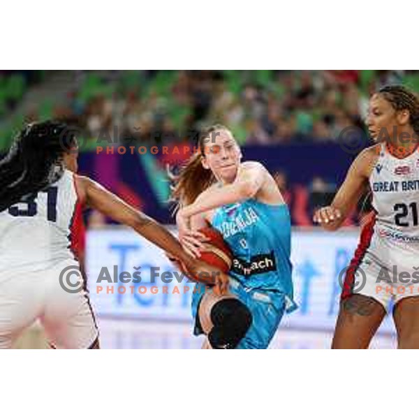 Hana Ivanusa in action during the Women’s Eurobasket 2023 Preliminary round match between Great Britain and Slovenia in Ljubljana, Slovenia on June 15, 2023