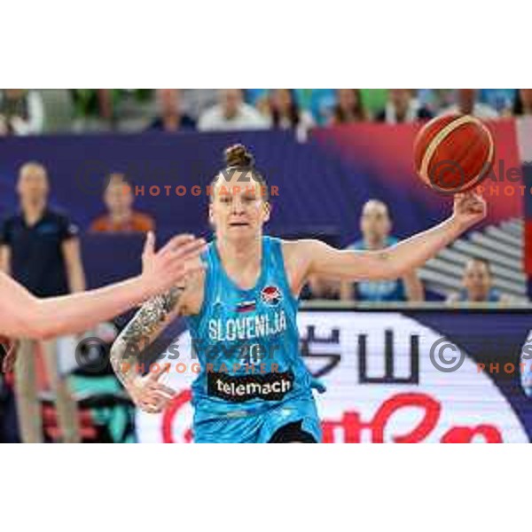 Lea Debeljak in action during the Women’s Eurobasket 2023 Preliminary round match between Great Britain and Slovenia in Ljubljana, Slovenia on June 15, 2023
