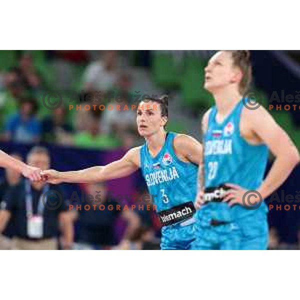 Teja Oblak in action during the Women’s Eurobasket 2023 Preliminary round match between Great Britain and Slovenia in Ljubljana, Slovenia on June 15, 2023