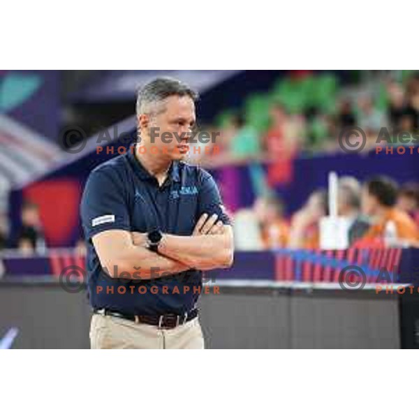 Head coach George Dikeoulakos in action during the Women’s Eurobasket 2023 Preliminary round match between Germany and Slovenia in Ljubljana, Slovenia on June 16, 2023 Foto: Filip Barbalic