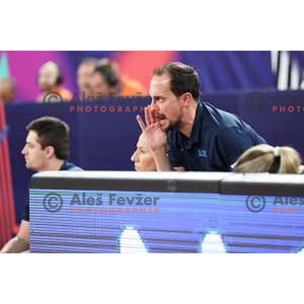 Assistant coach Gasper Sluga in action during the Women’s Eurobasket 2023 Preliminary round match between Germany and Slovenia in Ljubljana, Slovenia on June 16, 2023 Foto: Filip Barbalic
