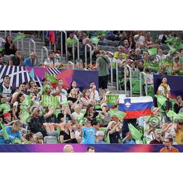 Slovenia fans in action during the Women’s Eurobasket 2023 Preliminary round match between Germany and Slovenia in Ljubljana, Slovenia on June 16, 2023 Foto: Filip Barbalic