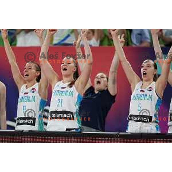 in action during the Women’s Eurobasket 2023 Preliminary round match between Slovenia and France in Ljubljana, Slovenia on June 18, 2023