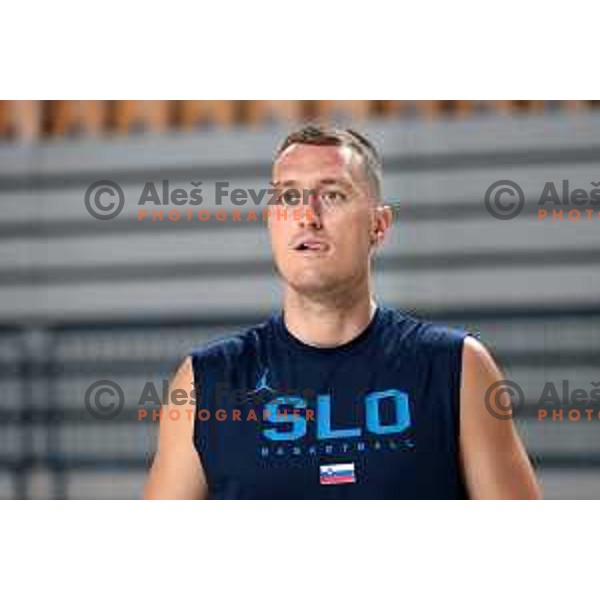 Jakob Cebasek of Slovenia National Basketball team during a practice session in Arena Zlatorog in Celje on July 18, 2023