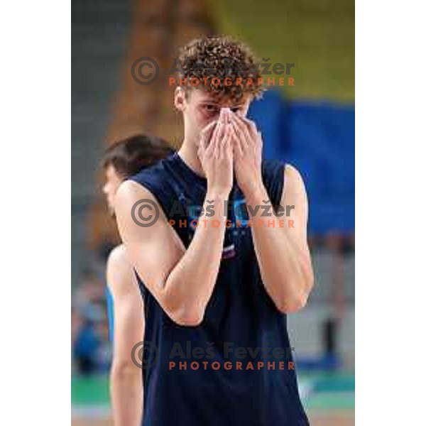Aljaz Kunc of Slovenia National Basketball team during a practice session in Arena Zlatorog in Celje on July 18, 2023