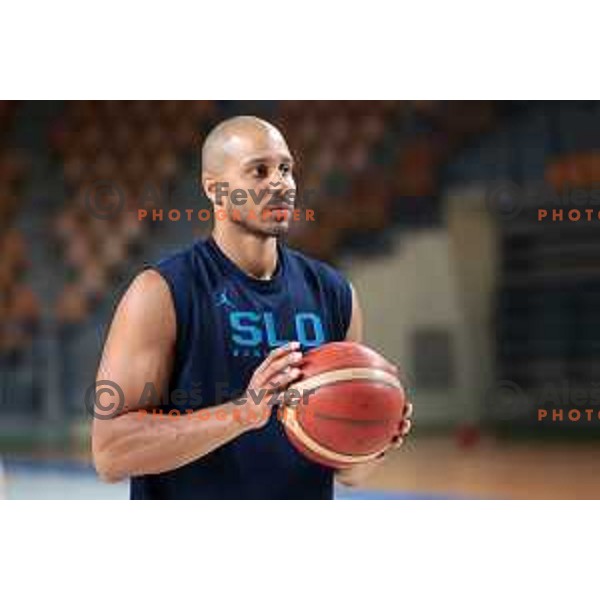 Jordan Morgan of Slovenia National Basketball team during a practice session in Arena Zlatorog in Celje on July 18, 2023