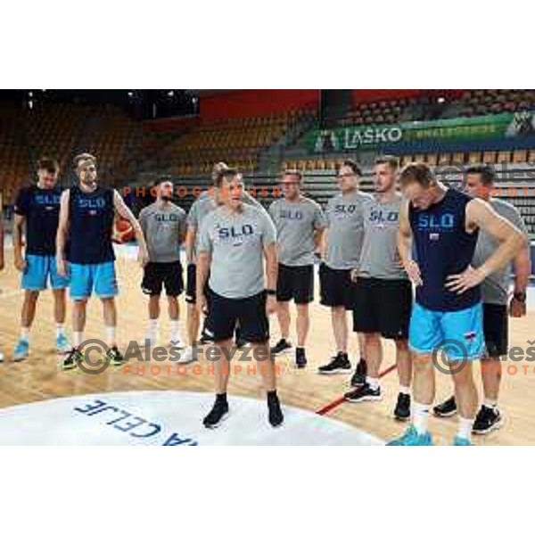 Aleksander Sekulic, head coach of Slovenia National Basketball team during a practice session in Arena Zlatorog in Celje on July 18, 2023