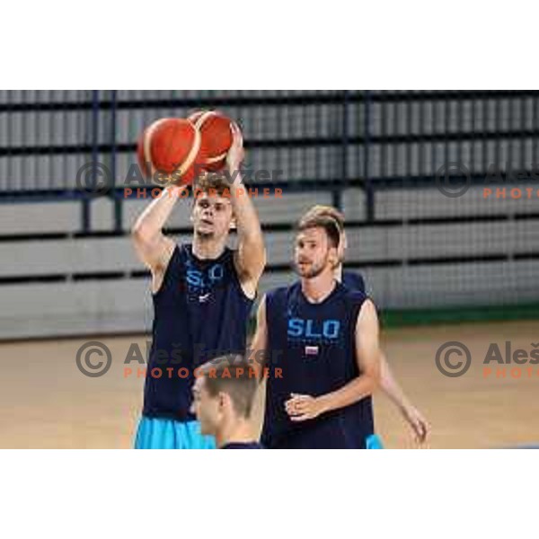 Aljaz Kunc of Slovenia National Basketball team during a practice session in Arena Zlatorog in Celje on July 18, 2023