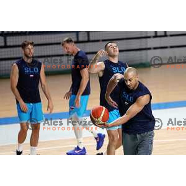 Jordan Morgan of Slovenia National Basketball team during a practice session in Arena Zlatorog in Celje on July 18, 2023
