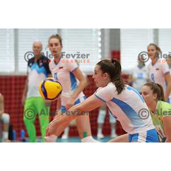 In action during Girls Volleyball tournament group stage match between Slovenia and Germany at EYOF 2023 in Maribor, Slovenia on July 24, 2023