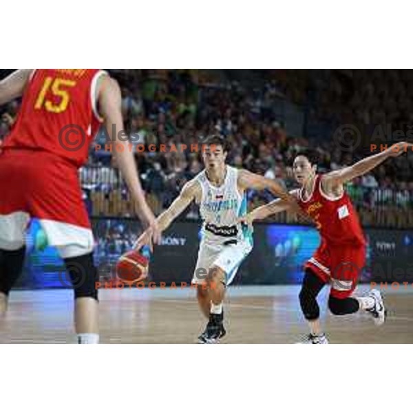 Ziga Samar in action during friendly basketball game between Slovenia and China in Zlatorog Arena, Celje, Slovenia on July 25, 2023