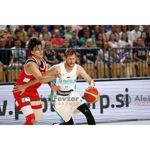 Blaz Mahkovic in action during friendly basketball game between Slovenia and China in Zlatorog Arena, Celje, Slovenia on July 25, 2023