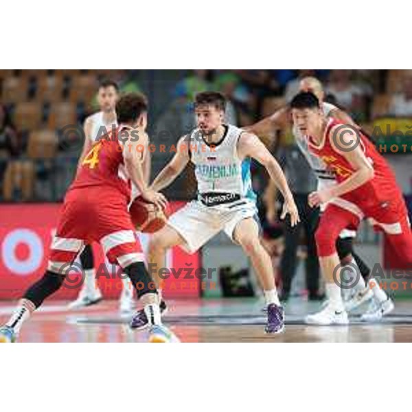 Urban Klavzar in action during friendly basketball game between Slovenia and China in Zlatorog Arena, Celje, Slovenia on July 25, 2023