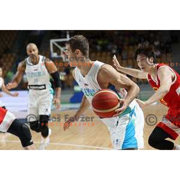 in astion during friendly basketball game between Slovenia and China in Zlatorog Arena, Celje, Slovenia on July 25, 2023