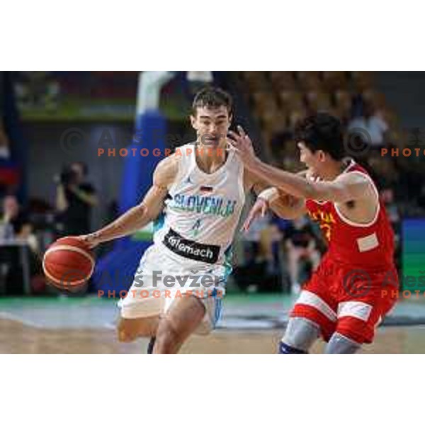 Ziga Samar in action during friendly basketball game between Slovenia and China in Zlatorog Arena, Celje, Slovenia on July 25, 2023
