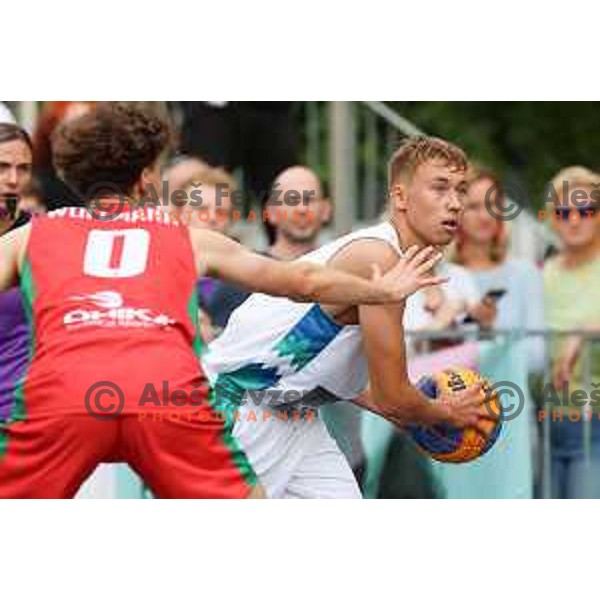 Filip Razdevsek (SLO) in action during Boys 3x3 Basketball match during EYOF Maribor 2023 in Maribor, Slovenia on July 26, 2023. Foto: Filip Barbalic