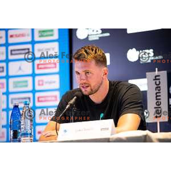 Luka Doncic at press conference in Ljubljana, Slovenia on July 29, 2023 
