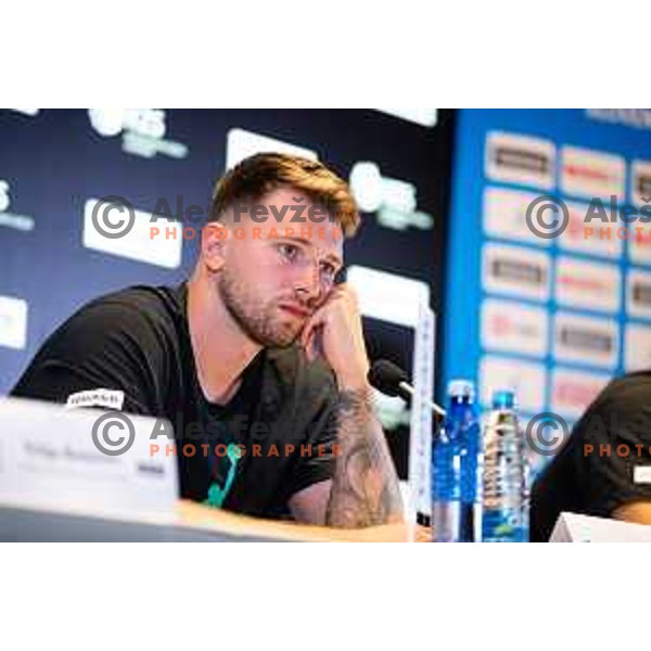 Luka Doncic at press conference in Ljubljana, Slovenia on July 29, 2023 