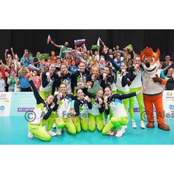(SLO) celebrate gold medal in Girls Volleyball Tournament during EYOF Maribor 2023 in Maribor, Slovenia on July 29, 2023. Foto: Filip Barbalic