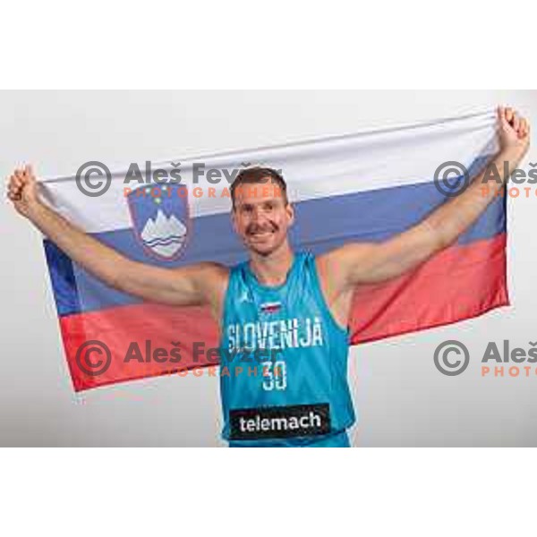 Member of Slovenia Basketball team for World Cup 2023 during photo shooting in Ljubljana, Slovenia on July 31, 2023