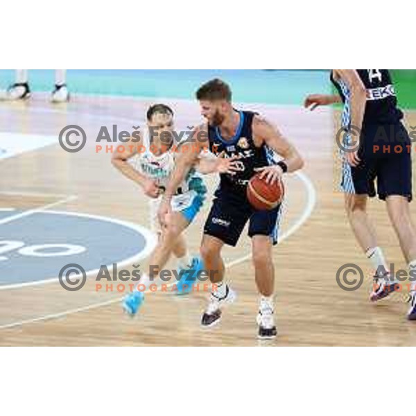 Jaka Blazic and Thomas Walkup in action during Telemach friendly match in preparation for World Cup 2023 between Slovenia and Greece in Ljubljana on August 2, 2023. Foto: Filip Barbalic