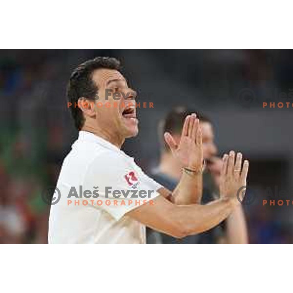 Head coach of Greece Dimitrios Itoudis in action during Telemach friendly match in preparation for World Cup 2023 between Slovenia and Greece in Ljubljana on August 2, 2023.