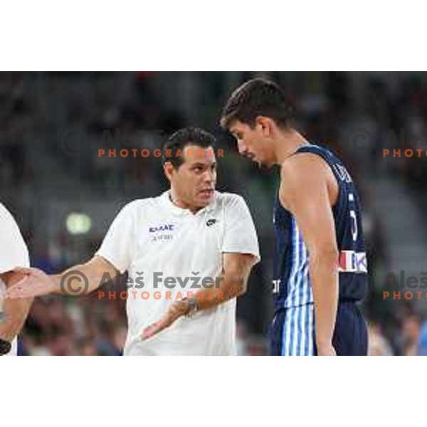 Head coach of Greece Dimitrios Itoudis in action during Telemach friendly match in preparation for World Cup 2023 between Slovenia and Greece in Ljubljana on August 2, 2023. 