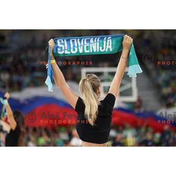 Fan in action during Telemach friendly match in preparation for World Cup 2023 between Slovenia and Greece in Ljubljana on August 2, 2023