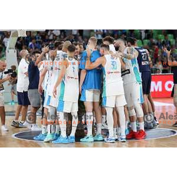 Team Slovenia players during Telemach friendly match in preparation for World Cup 2023 between Slovenia and Greece in Ljubljana on August 2, 2023