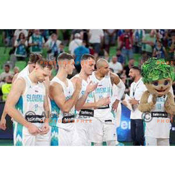 Team Slovenia players during Telemach friendly match in preparation for World Cup 2023 between Slovenia and Greece in Ljubljana on August 2, 2023