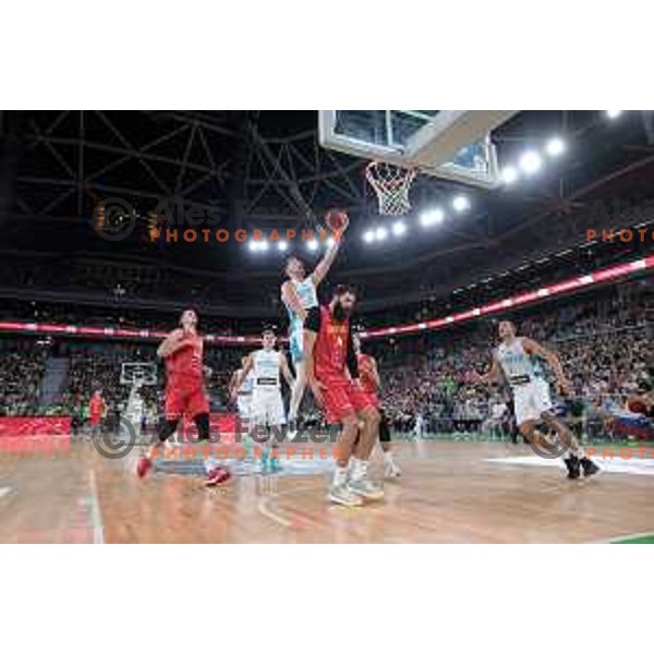 Zoran Dragic in action during friendly basketball match in preparation for World Cup 2023 between Slovenia and Montenegro in Ljubljana, Slovenia on August 8, 2023 