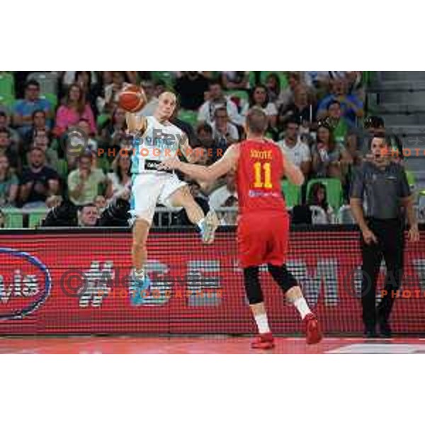 Klemen Prepelic in action during friendly basketball match in preparation for World Cup 2023 between Slovenia and Montenegro in Ljubljana, Slovenia on August 8, 2023