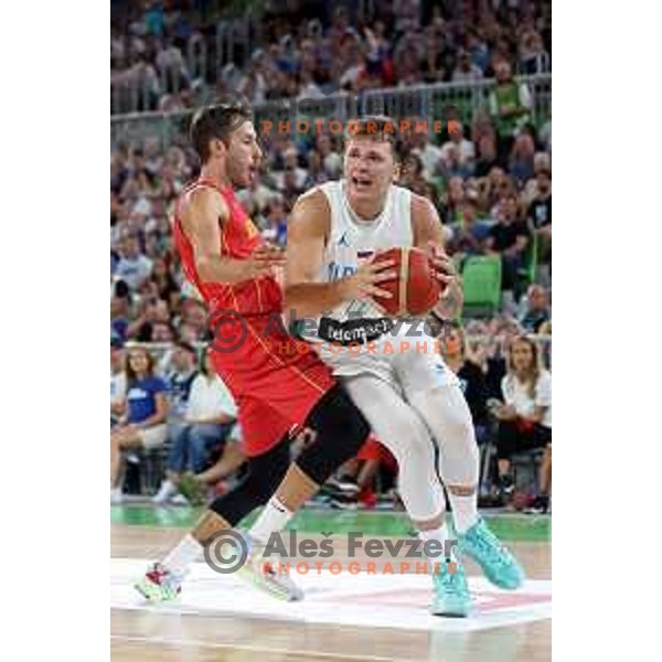 Luka Doncic in action during friendly basketball match in preparation for World Cup 2023 between Slovenia and Montenegro in Ljubljana on August 8, 2023