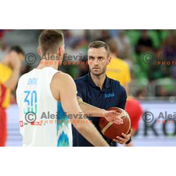 Anze Macek during friendly basketball match in preparation for World Cup 2023 between Slovenia and Montenegro in Ljubljana on August 8, 2023