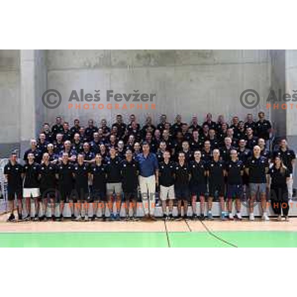 Dani Hierrezuelo and Dejan Bodiroga with top class referees at Euroleague Referees Clinic in Ljubljana, Slovenia on August 27, 2023