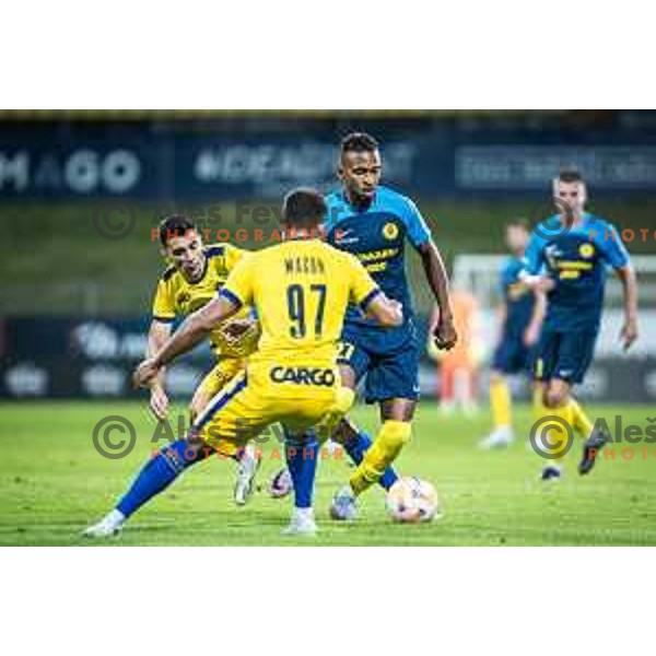 Julien Lamy in action during UEFA Europa Conference League qualifications football match between Celje and Maccabi Tel Aviv in Arena z’dezele, Celje, Slovenia on August 31, 2023. Photo: Jure Banfi