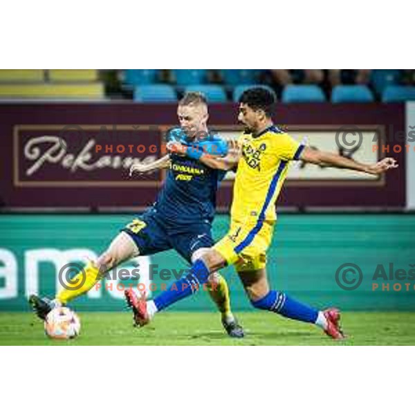 Zan Karnicnik in action during UEFA Europa Conference League qualifications football match between Celje and Maccabi Tel Aviv in Arena z’dezele, Celje, Slovenia on August 31, 2023. Photo: Jure Banfi